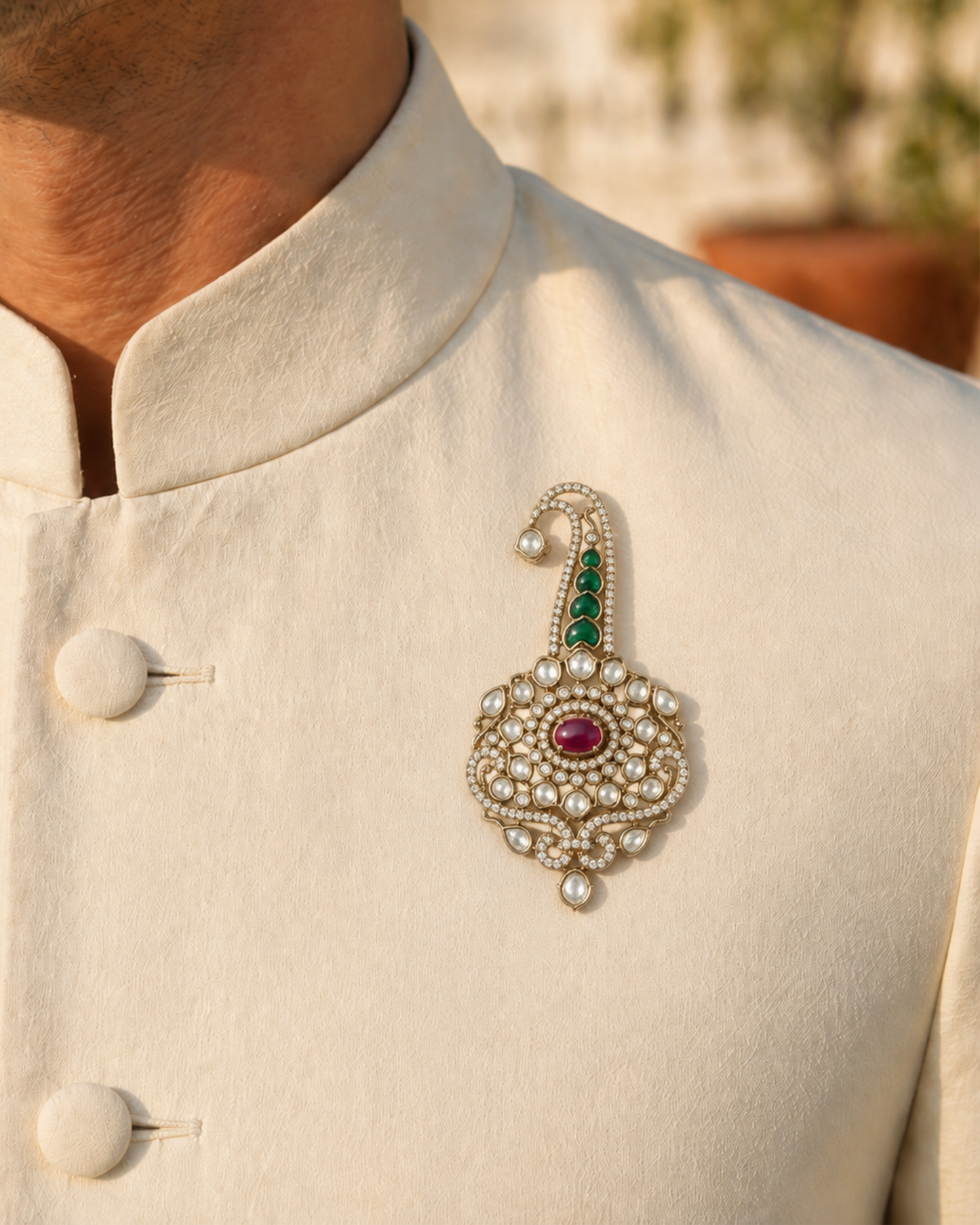 Ruby Crest Brooch