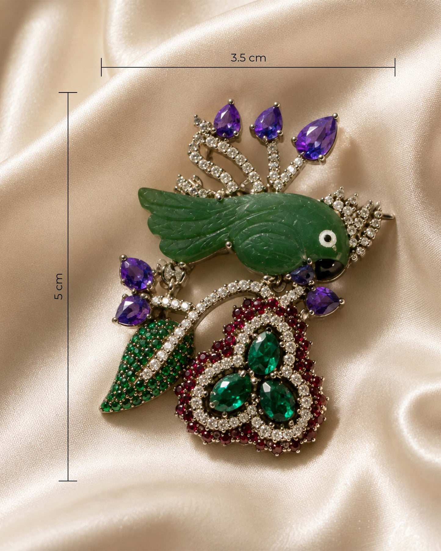 Emerald Songbird Brooch