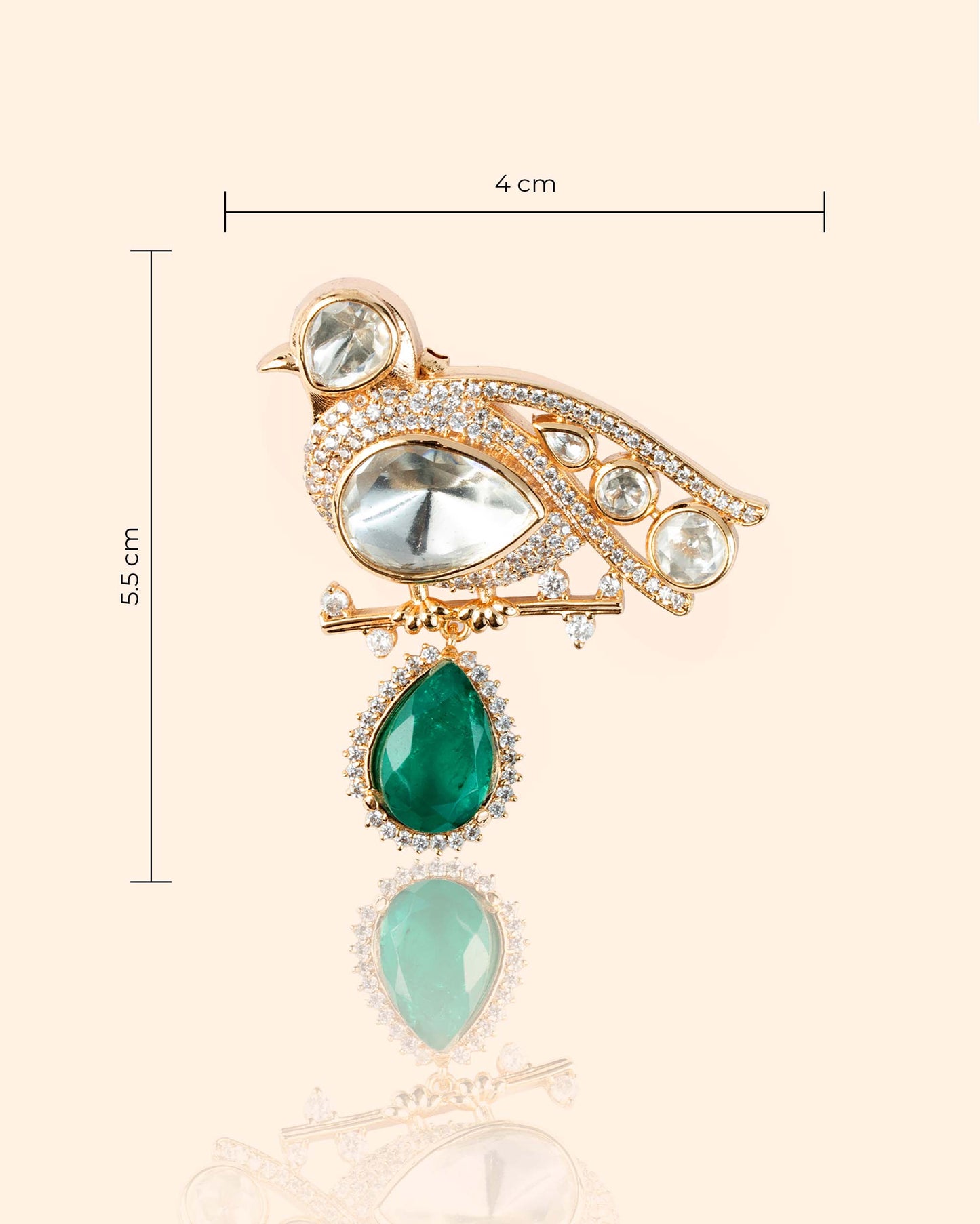 Imperial Kundan Sparrow Brooch