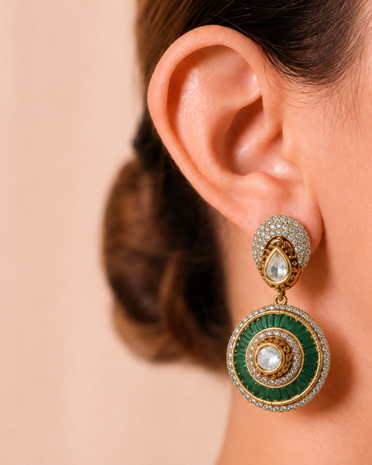 Emerald Halo Earrings