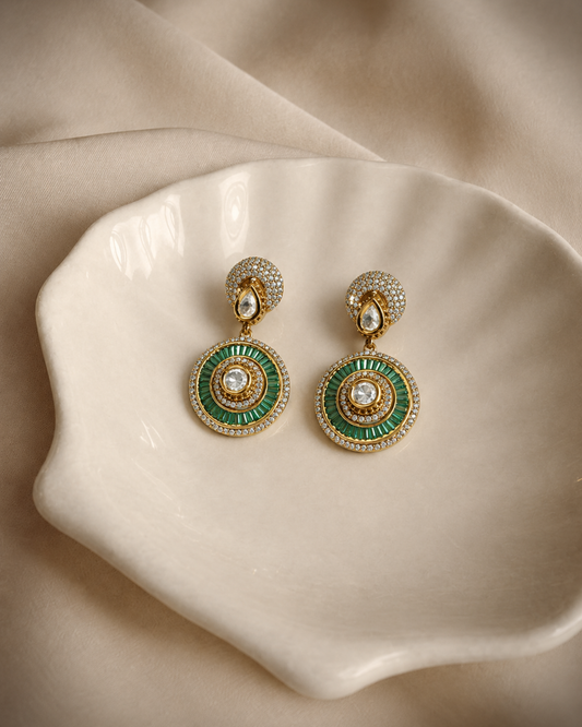 Emerald Halo Earrings