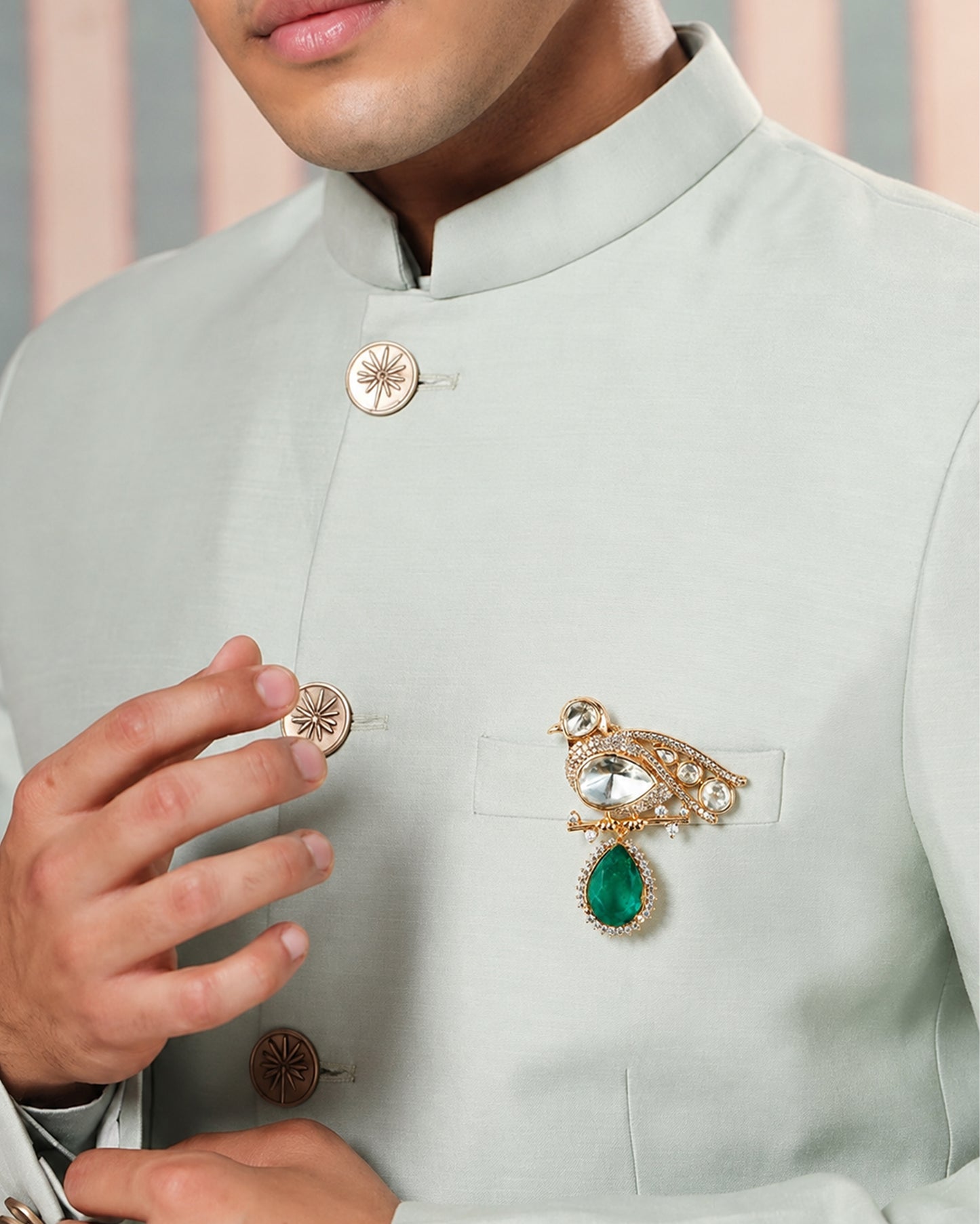 Imperial Kundan Sparrow Brooch