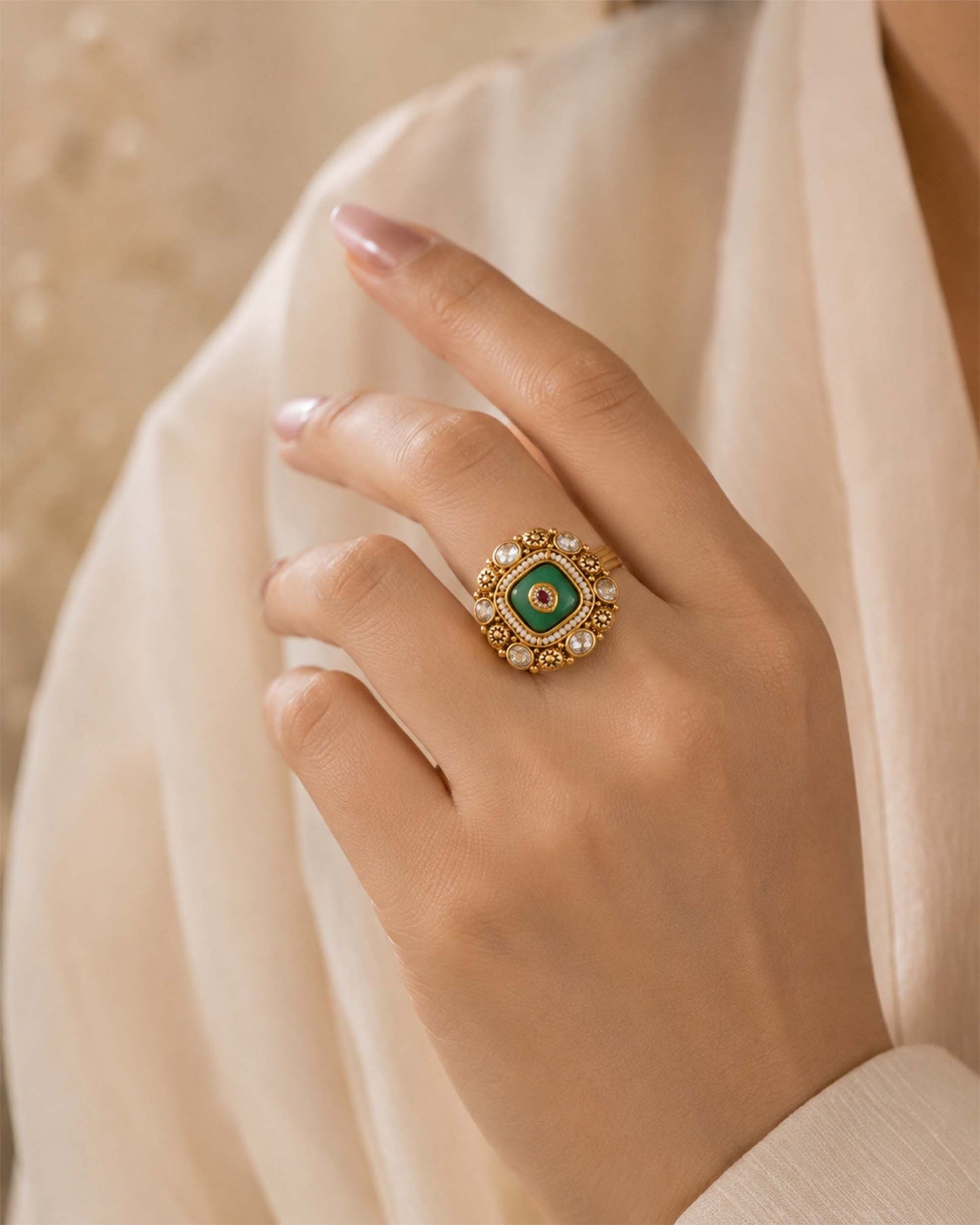 Sage Halo Ring