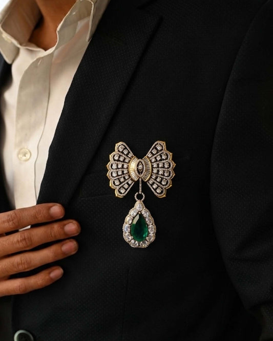 Emerald Royale Bow Brooch