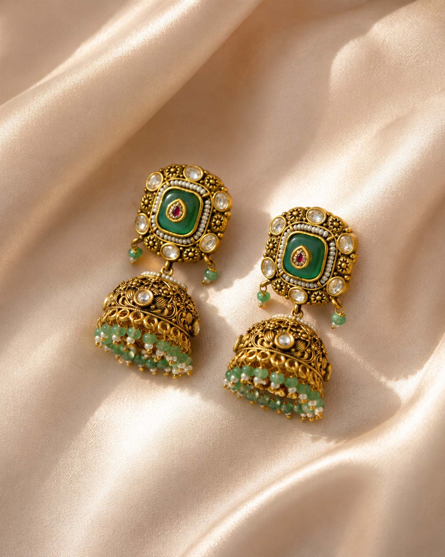 The Noor Jharokha Jhumkas