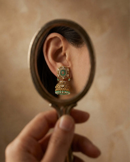 The Noor Jharokha Jhumkas
