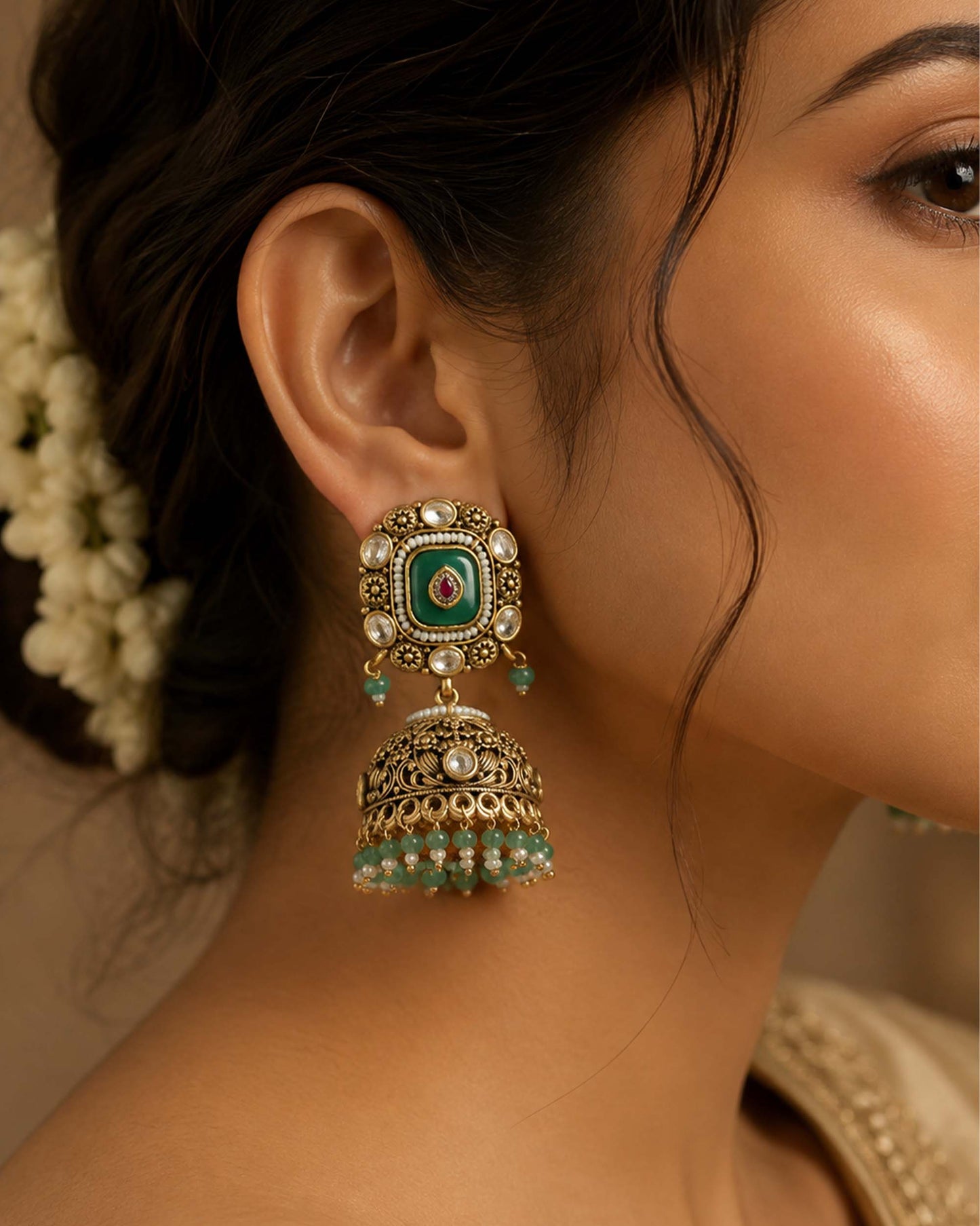 The Noor Jharokha Jhumkas