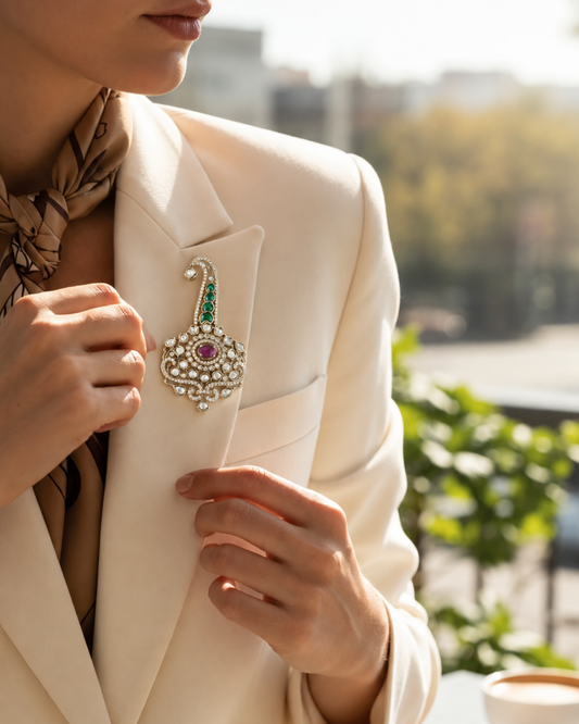 Ruby Crest Brooch