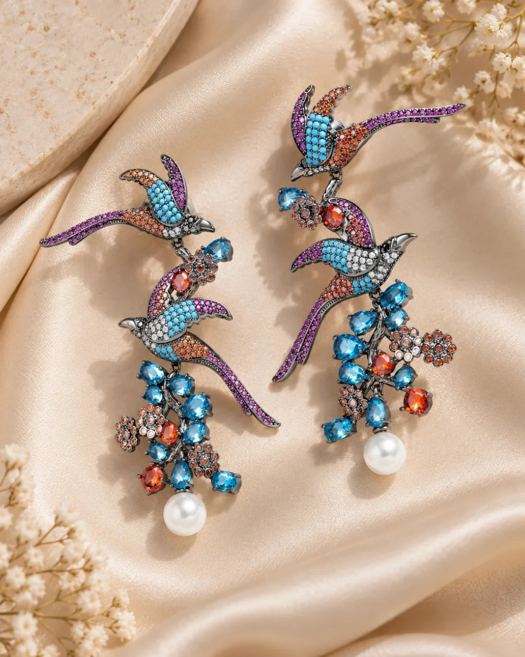 Azure Swallow Symphony Earrings