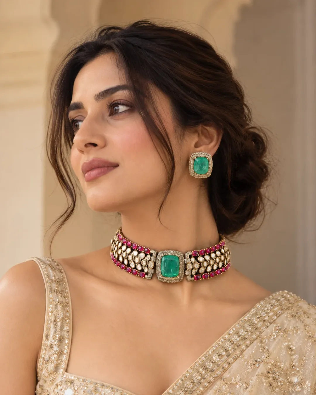 Emerald Royale Pendant Necklace Set