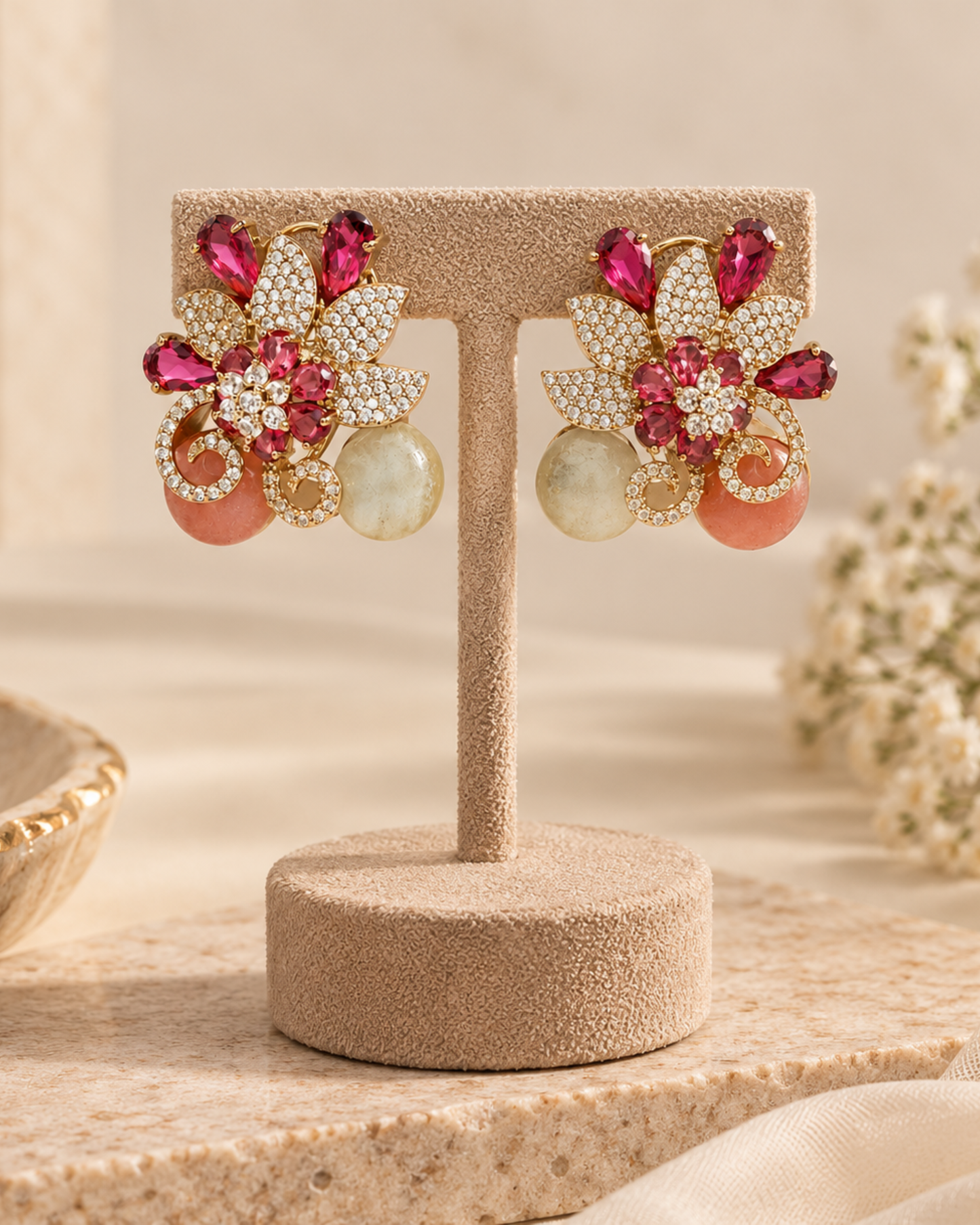 Rosé Fleur Studs