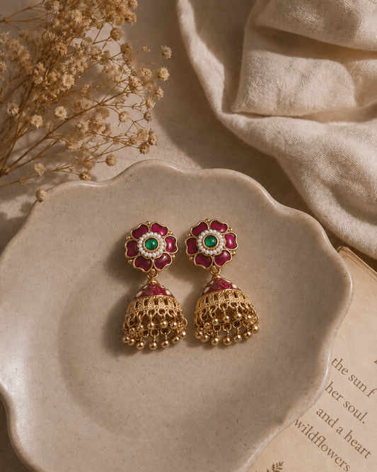 Midnight Lotus Jhumkas