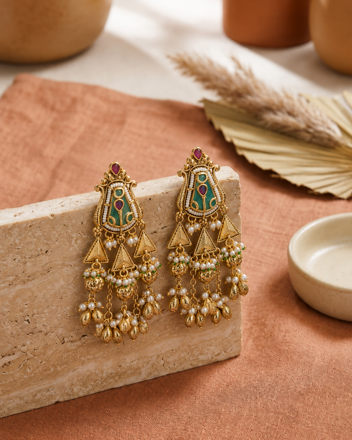 Devika Temple Tassel Earrings