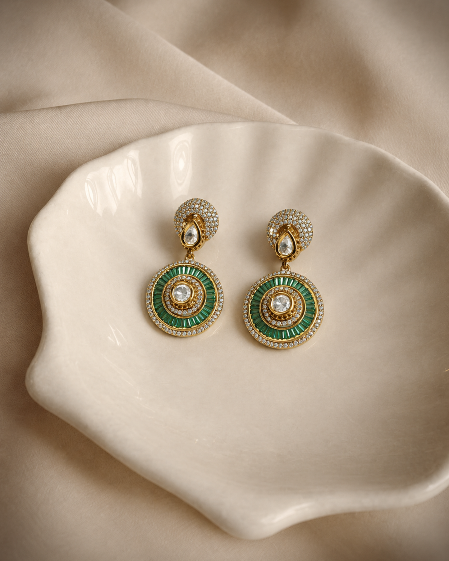 Emerald Halo Earrings