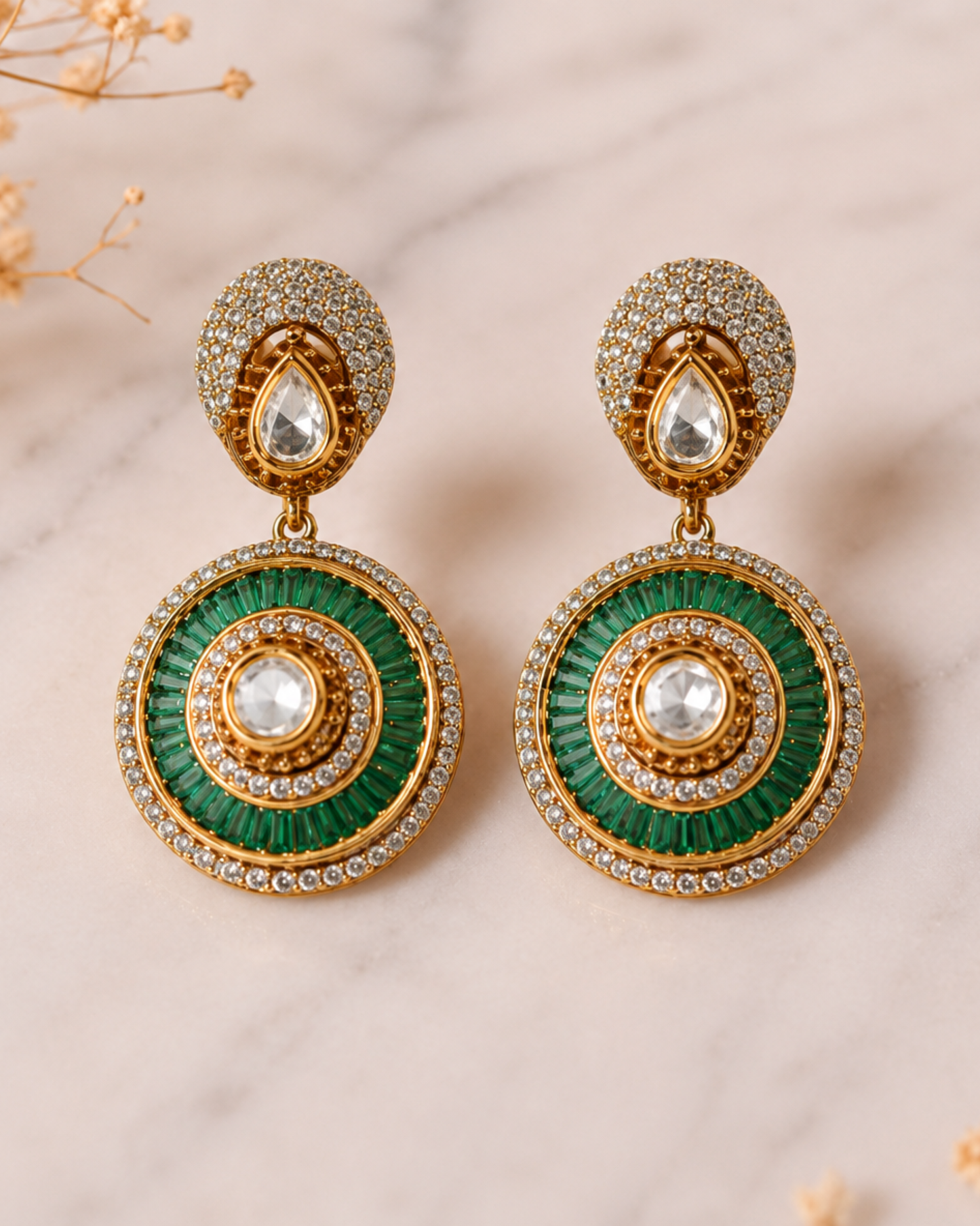 Emerald Halo Earrings